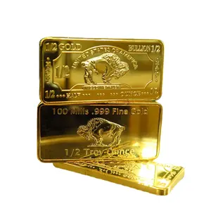 Drop Shipping old sale coins 1/2 ounce Gold Plated brass buffalo bar for sale C27