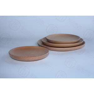 Juego de platos redondos de madera de haya, aptos para alimentos, para té, café, uso en hoteles - Product Image 2