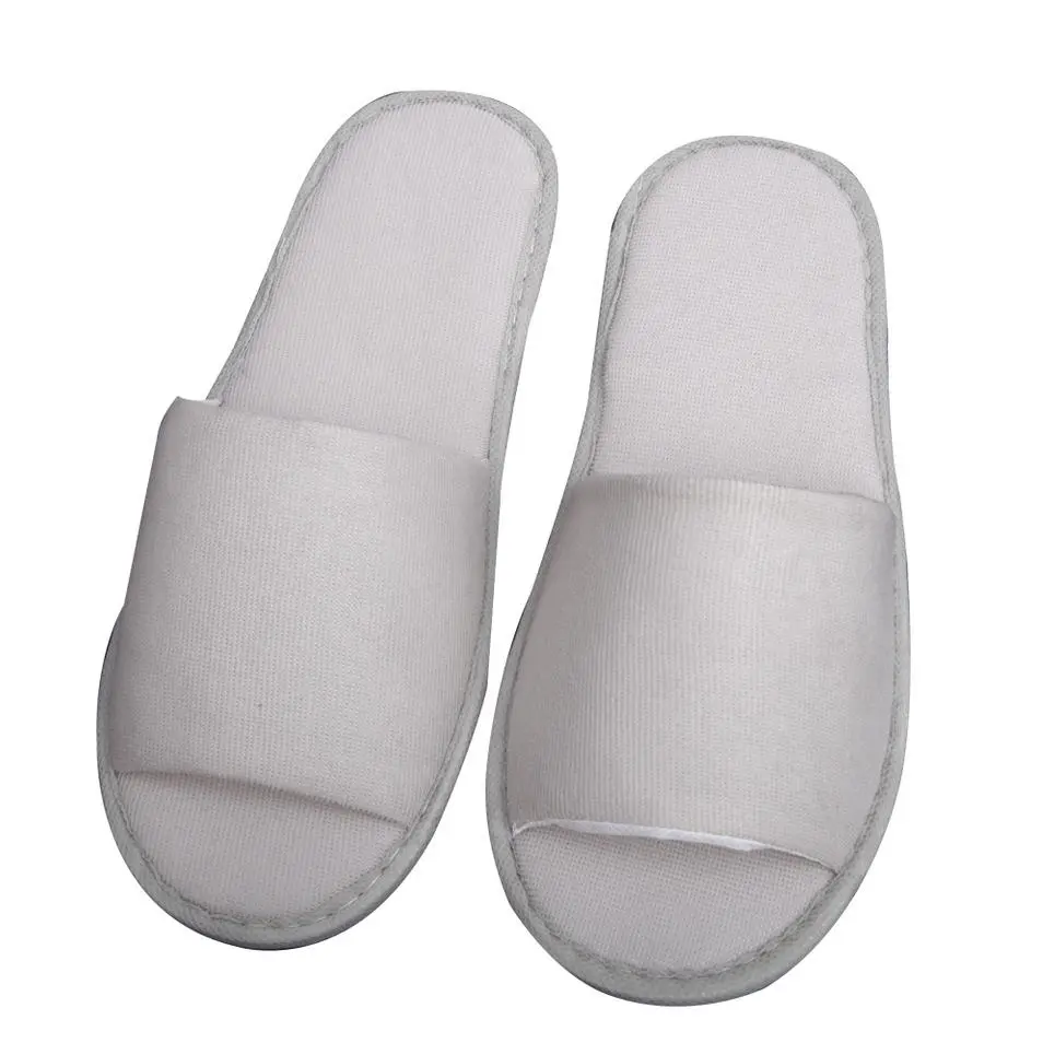 Sandales en coton jetables blanches, Logo personnalisé OEM, vente en gros, luxe, lavables, pour chambre d'hôtel, Spa, invités, pièces