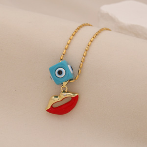 Joyería de Moda Vintage para Mujer, Bijoux de Acero Inoxidable con Baño de Oro de 18K, Dijes de Protección de Esmalte Colorido, Amuleto de Ojo Turco y Hamsa, Regalo - Product Image 4