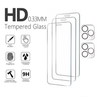 Protection d'écran OEM en gros 3 en 1 paquet Iphone 13 14 pro max Flip HD et capot de protection de l'objectif