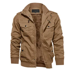 Men Jacket Plus Size 6XL Casual For Winter Jackets Men Coat Tactical Cargo Fleece Washed Cotton Jacket Coat