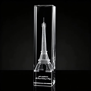 Hbl מותאם אישית 3D קריסטל קובייה מסגרת תמונה שקוף 3D חרוט לייזר פריז eifel מגדל זכוכית קובייה - Product Image 3