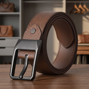 TXL383 Male <b>Vintage</b> Genuine Leather Steel Square Pin Buckle Heavy Duty Waterproof Casual Business Retro Waist <b>Belt</b> - Product Image 3