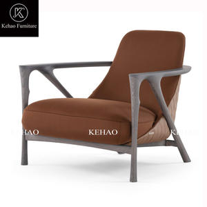 Chaise longue moderne du milieu du siècle en bois massif noir en similicuir <span class=keywords><strong>Fauteuil</strong></span> rembourré au design <span class=keywords><strong>scandinave</strong></span> - Product Image 3