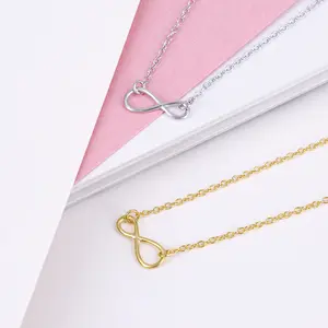 Kalung Persahabatan untuk Wanita, Perhiasan Sederhana Lucu Modis Lapis Emas Perak 925 Simbol Tak Terbatas