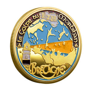 Pièce commémorative personnalisée en métal, artisanat, souvenir, culture maritime, thème phare et <span class=keywords><strong>carte</strong></span> de Bretagne - Product Image 2