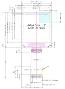 Topwin küçük OLED ekran 1.12 ''1.12 inç oled panel 128x128 piksel 22 pin beyaz renkli bağlayıcı ekran VG-2828TSWIG05 - Product Image 5