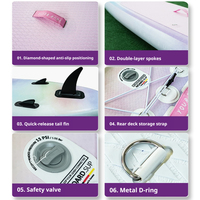 Planche à pagaie gonflable en PVC rose Sakura, planche SUP universelle pour le surf, le kayak et l'utilisation en eau de mer