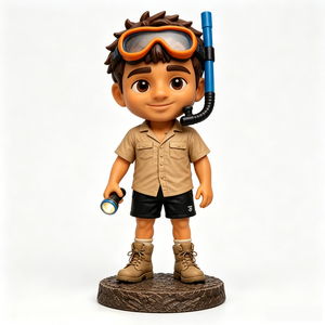 Statuetta Bobblehead Personalizzata in Resina, Subacqueo da Spiaggia, Figurina da Acquario, Decorazione da Scrivania, Souvenir da Collezione, Regalo - Product Image 1
