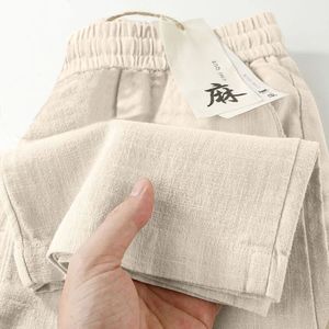 Nuevos pantalones de <span class=keywords><strong>lino</strong></span> puro de tela de cintura media plana Casual pantalones largos sueltos de verano pantalón de <span class=keywords><strong>lino</strong></span> fino de algodón - Product Image 2