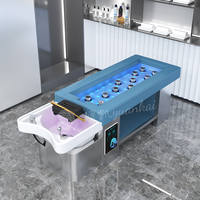 Bac à shampoing en céramique multifonctionnel de luxe pour salon de coiffure, table de massage thaïlandaise, chauffage, thérapie de l'eau, lit de spa pour la tête