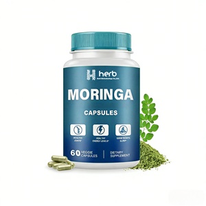 OEM/ODM Marque privée Poudre d'extrait de feuilles de Moringa oleifera pure Végétalien Certifié biologique 60 capsules pour adultes Immunité - Product Image 1