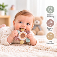Anneau de dentition pour bébé en silicone de qualité alimentaire sans BPA, anneau en bois, produits de dentition pour bébé, produits d'alimentation et de mastication pour bébé