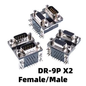 Conector DB9 Doble Apilado, Combinación Macho/Hembra en Ángulo Recto SMT, Alta Densidad de Puertos para Aplicaciones de PCB Personalizadas - Product Image 3