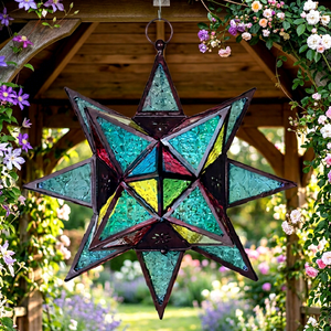 Handmade <b>Moroccan</b> Moorish Star Shape Frosted Glass Lantern Light Shade New Home <b>Decoration</b> for Christmas Other Candle Holders - Product Image 1
