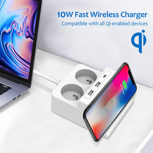 Vastfafa Chargeur sans fil Multiprise 5 prises CA 2 rallonge de charge USB Protection contre les surtensions <span class=keywords><strong>Prise</strong></span> UE - Product Image 2