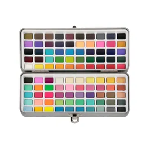 100 Colors Watercolor Paint Set Include Metallic Macaron Fluorescent Art Supplies Kit For Artist Adult Kid Beginner