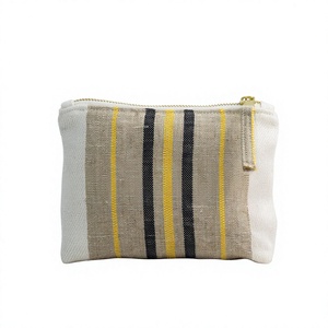 Sac de maquillage en lin de haute qualité fermeture éclair taille personnalisée dernière mode pour le stockage des cosmétiques quantité minimale de commande bas petit motif de couleur pour le voyage - Product Image 1