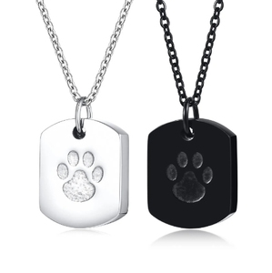 Kalung guci baja tahan karat kaki anjing kualitas tinggi liontin bulat cakar hitam kenang-kenangan pegangan hewan peliharaan abu kremasi tempat anjing kucing - Product Image 1