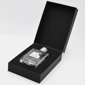 黑色专用软触控纸铰链盖豪华包装香水玻璃瓶盒高级化妆品名称