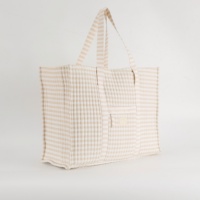 Tas Tote Travel Besar Berlapis Biru, Organizer Penyimpanan Kosmetik & Makeup dengan Ritsleting dan Tali Bahu, untuk Wanita, Liburan Akhir Pekan & Pantai
