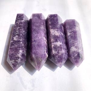 Prisma Esagonale in Cristallo Naturale di Mica Lilla Viola, <span class=keywords><strong>Pietra</strong></span> Grezza Levigata per Meditazione e Guarigione, Intaglio a Punto di <span class=keywords><strong>Lepidolite</strong></span> - Product Image 2