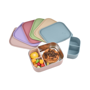 お弁当箱子供用シールプルーフステンレス食品容器用シリコン食器洗い機お弁当箱シリコンふた付き - Product Image 1