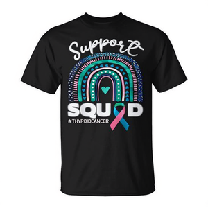 T-shirt de soutien pour le cancer de la thyroïde, avec ruban bleu, rose et turquoise, pour la sensibilisation - Product Image 2