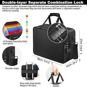 กล่องจัดเอกสารแบบขยายได้ 36x27x14 ซม. ผ้าคอมโพสิตซิลิโคนสีดำพร้อมที่จับสำหรับสำนักงาน บ้าน และการเดินทาง - Product Image 3