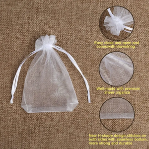 Offre Spéciale personnalisé <span class=keywords><strong>Organza</strong></span> bijoux cadeau <span class=keywords><strong>sac</strong></span> blanc faveur de mariage sacs avec cordon de serrage - Product Image 4