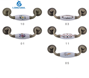 Kunden spezifische Größe Klassische Möbel Küchen schrank Chinesische Art Zink legierung Basis Blumen Keramik Griff - Product Image 5