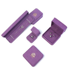 Новый дизайн Ювелирное кольцо Кулон Подарочная коробка фиолетовый бархат шкатулка для ювелирных изделий Пользовательский логотип коробка для упаковки ювелирных изделий - Product Image 3
