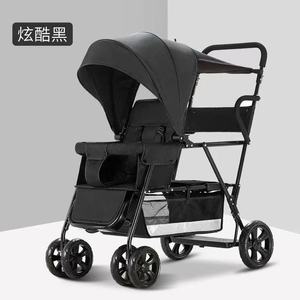 Cochecito Doble de Lujo para Bebés Gemelos, Asientos Delanteros y Traseros, Cochecito Doble para Segundo Hijo, Material de Lino Hecho a Mano, Cómodo y Personalizable - Product Image 2