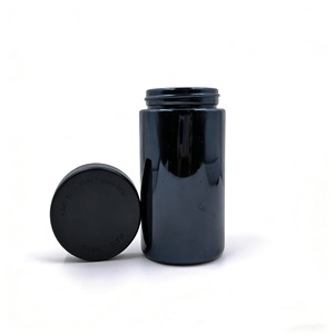 Custom LOGO Black Cylindrical Glass Jars With Child Resistant Plastic Lids <b>Moisture</b> Proof Storage Herb Containers For Travel Use - Product Image 3