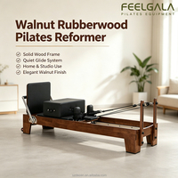 Reformer de Pilates portable et réglable en bois de caoutchouc avec laque teintée noyer, personnalisé pour la maison, idéal pour le yoga, le Pilates et la gym, pour la santé