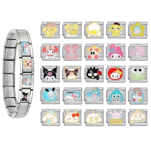 Bracelets à breloques italiens en gros, personnages de dessins animés mignons, bracelets DIY en acier inoxydable pour femmes, bijoux modulaires italiens à souder, cadeau - Product Image 1