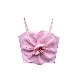 Fleur petite porte-jarretelles dames 2025 été mode gilet doux chaud fille Sexy vêtements d'extérieur haut court pour femmes débardeurs - Product Image 2