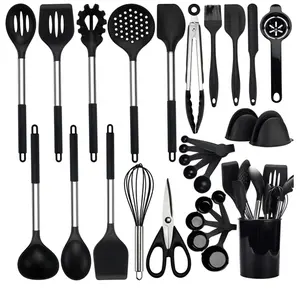Cooking Utensils Set 28 Pcs Silicone Kitchen Utensils Set with Holder Silicone Whisk Spatulas Measuring Cups