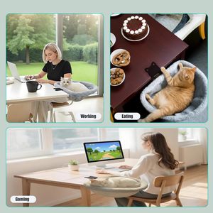 Breathable Hammock Pet Cat Bed <b>Foldable</b> Cat <b>Desk</b> Adjustable Folding Computer <b>Desk</b> Cat Bed Circular Cat Bed Cat Hammock - Product Image 6