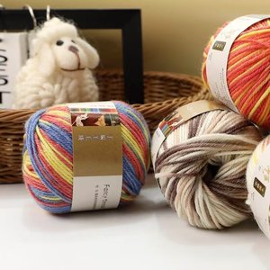 Pelotes <span class=keywords><strong>de</strong></span> fil mélangé coton/acrylique moyen-épais, dégradé, anti-boulochage, filé à l'anneau, teint arc-en-ciel fantaisie, pour tricot et crochet DIY - Product Image 4