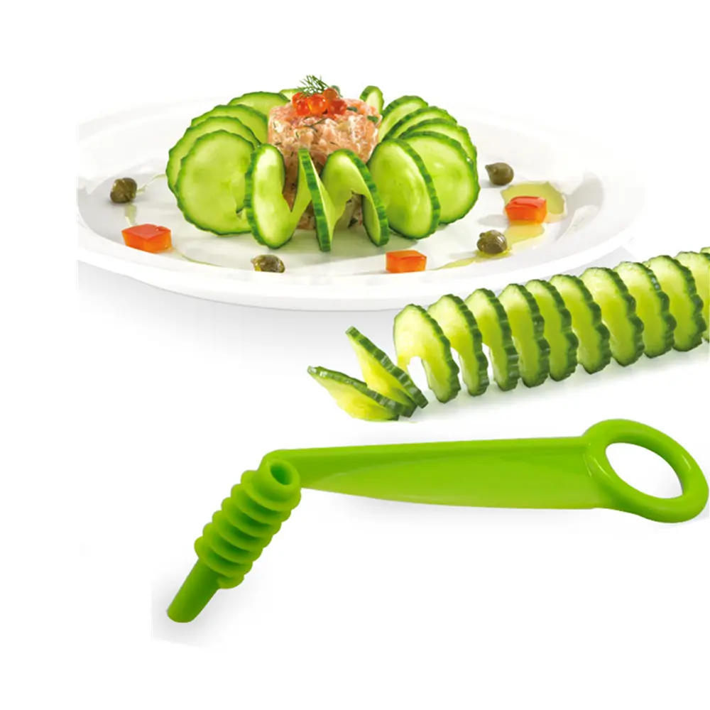 HelloWorld Potato Carrot Cucumber Vegetables Spiral Knife Plastic PP Manual Spiral Screw Slicer Kitchen Tools
