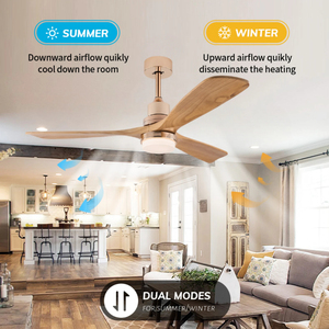 Gran oferta, ventilador de techo dorado francés Vintage, <span class=keywords><strong>Motor</strong></span> de CC de 6 velocidades, 3 aspas de ventilador de madera maciza, ventilador de techo interior silencioso LED de 22W con luz - Product Image 6