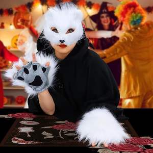Gants chauds d'hiver, gants de pattes d'animaux, gants en peluche pour la fête d'Halloween, gants de costume pour enfants - Product Image 3
