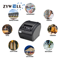 Imprimante thermique ZYWELL 80 mm, imprimante de reçus Bluetooth pour les petites entreprises, imprimante de factures