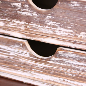 Caja de Almacenamiento de Escritorio de Madera con 2 Cajones, Acabado Retro Blanqueado, para Organización de Joyas y Oficina - Product Image 3