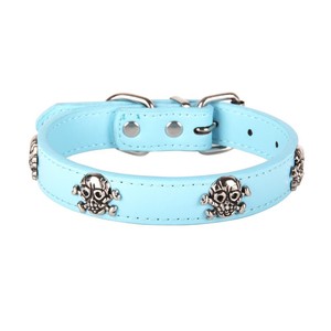 2025 gran oferta PU cuero estilo Punk mascota gato y perro Collar con decoración de calavera pirata