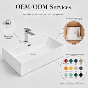 Servicio OEM: Lavabo de Cerámica Cuadrado para Baño de Hotel, Resistente a Altas Temperaturas - Product Image 6