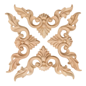 Appliques et décorations murales en bois massif EFS, gravées et sculptées, motif floral, pour meubles DIY (Chêne/Bois de Tilleul) - Product Image 2
