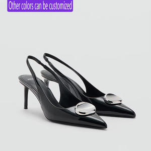 Sandalias <span class=keywords><strong>NMG</strong></span> para Mujer, Nueva Colección de Otoño, Piel Sintética, Hebilla Metálica, Punta Puntiaguda, Tacón Alto Delgado de 6 cm, Antideslizantes, Estilo Muller - Product Image 1